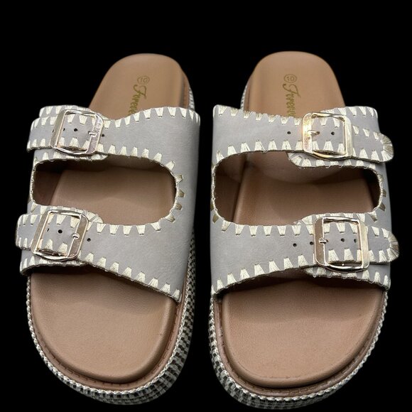 Forever Shoes - Forever BRAINY-06 Platform Sandal with Stitching - Taupe - Size 10 (NEW IN BOX)